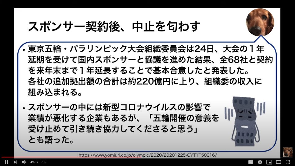 スポンサー契約更新後、中止に匂わすオリンピック組織委