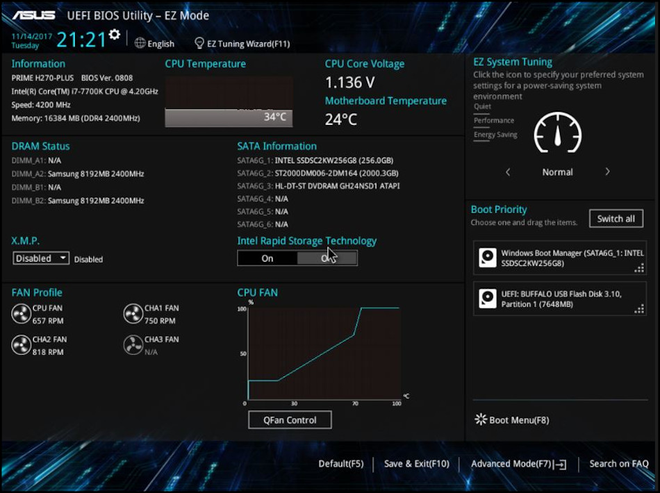 AsusのUEFI BIOS起動画面