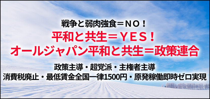 立憲代表選、三つの選択肢ー平和主義、原発ゼロ、共生の経済政策で野党共闘深化させよ